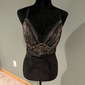 Victoria's Secret Black Very Sexy Unlined Plunge Long Line Bra, 36D, NWOT